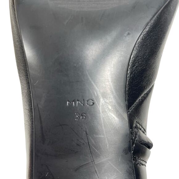 Mango MNG Square Toe Kitten Heel Leather Boots Black Size 36/ US 6 - Picture 11 of 13